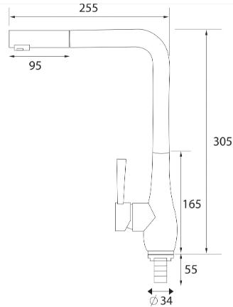 Kích thước Vòi rửa bát Ecoland ECR1405