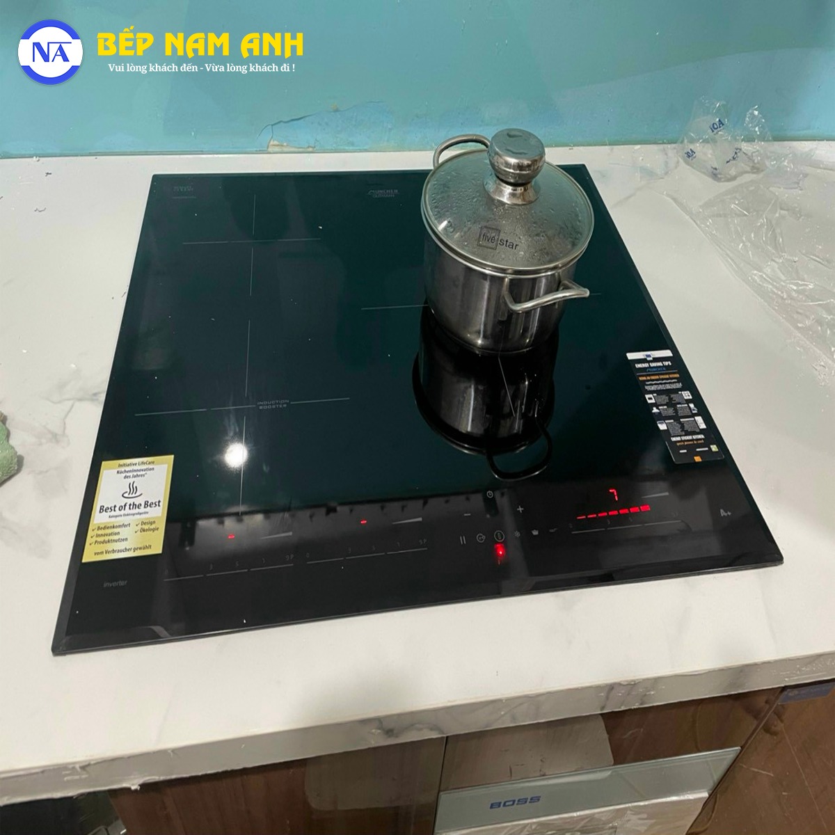 Bếp từ 3 vùng nấu thường sử dụng cho gia đình trên 8 thành viên và bàn bếp rộng