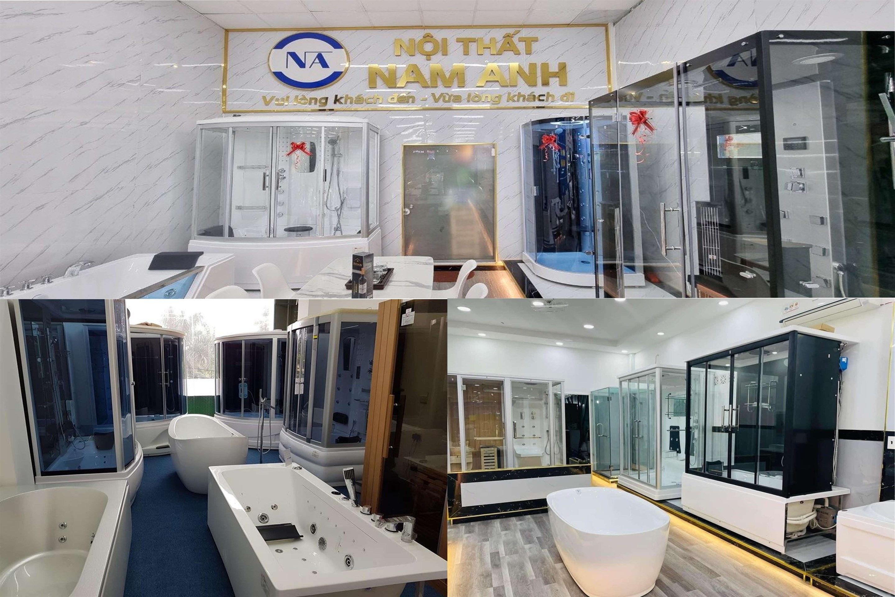 Showroom trưng bày đa dạng các sản phẩm bồn tắm, phòng xông hơi, máy xông hơi
