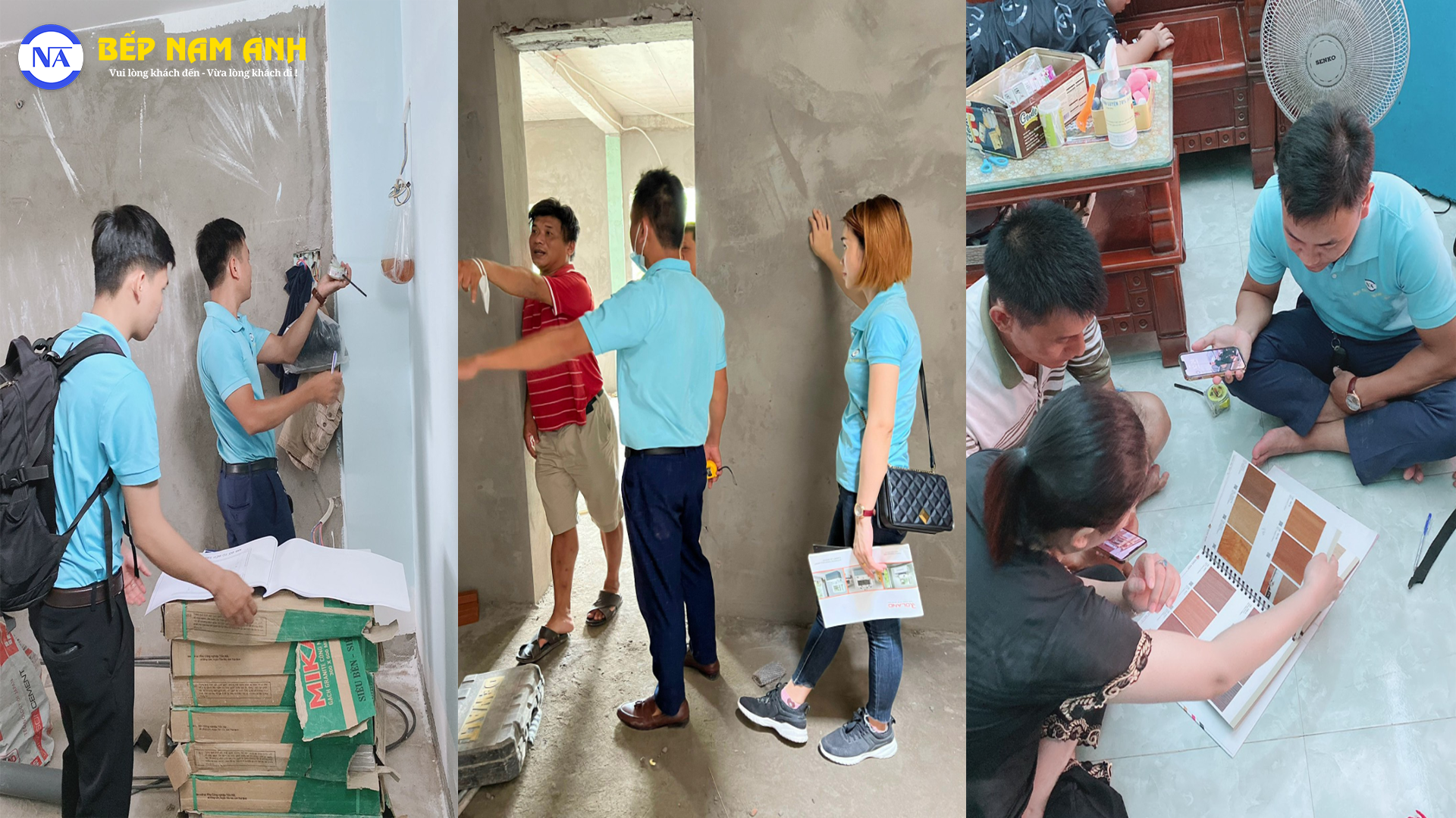 Nhân viên tư vấn khảo sát cho khách tại công trình