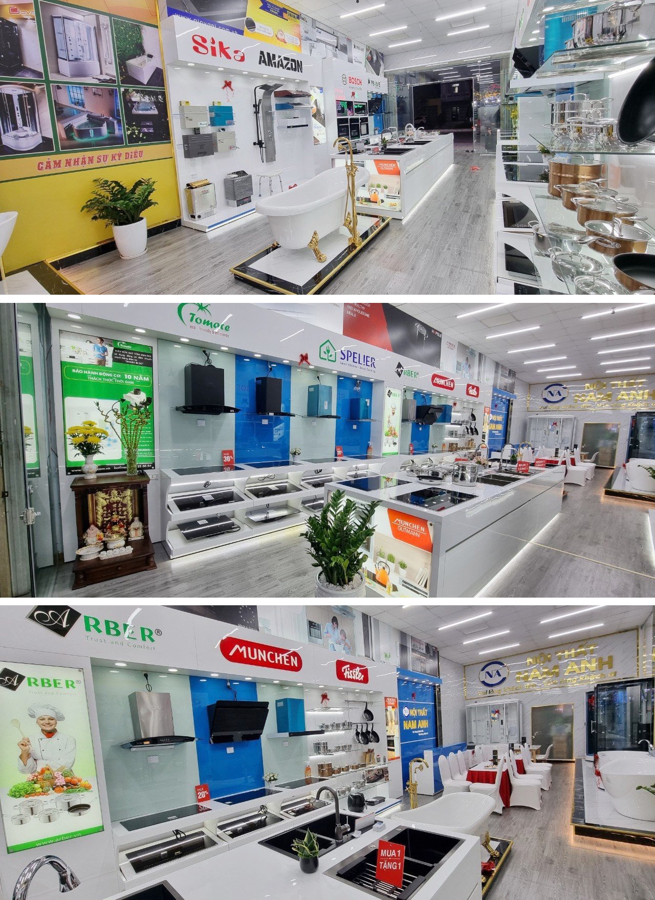 Showroom trưng bày các thiết bị đa dạng