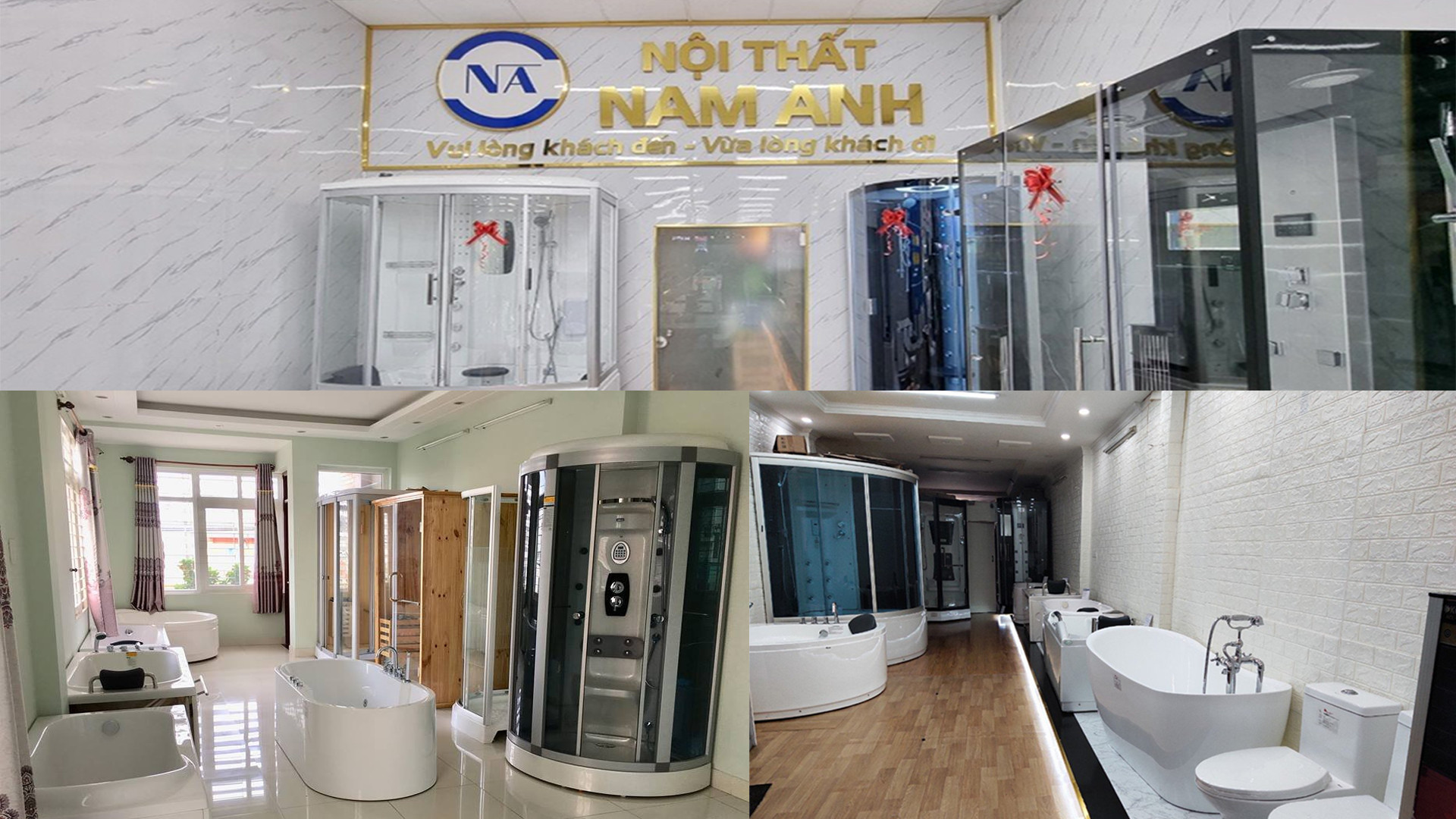 Showroom trưng bày đa dạng các sản phẩm bồn tắm, phòng xông hơi, máy xông hơi