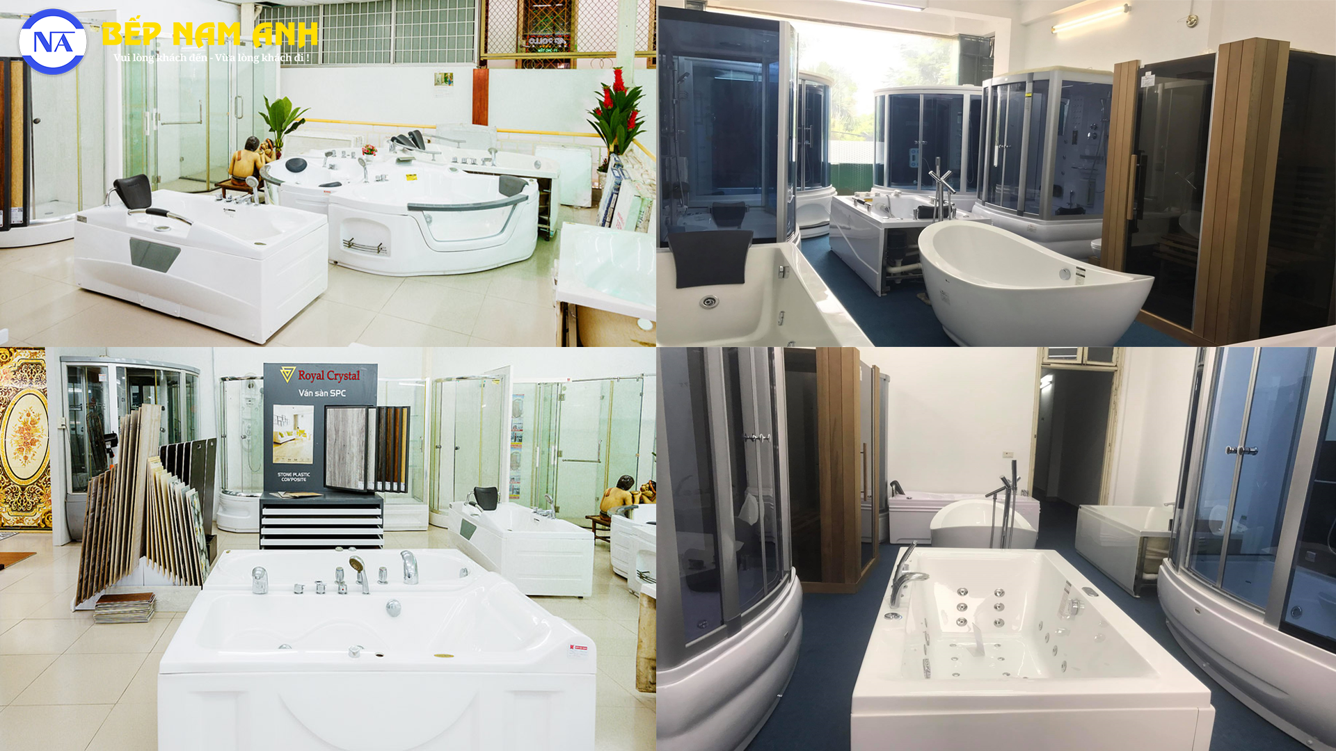 Showroom trưng bày đa dạng các sản phẩm bồn tắm, phòng xông hơi, máy xông hơi