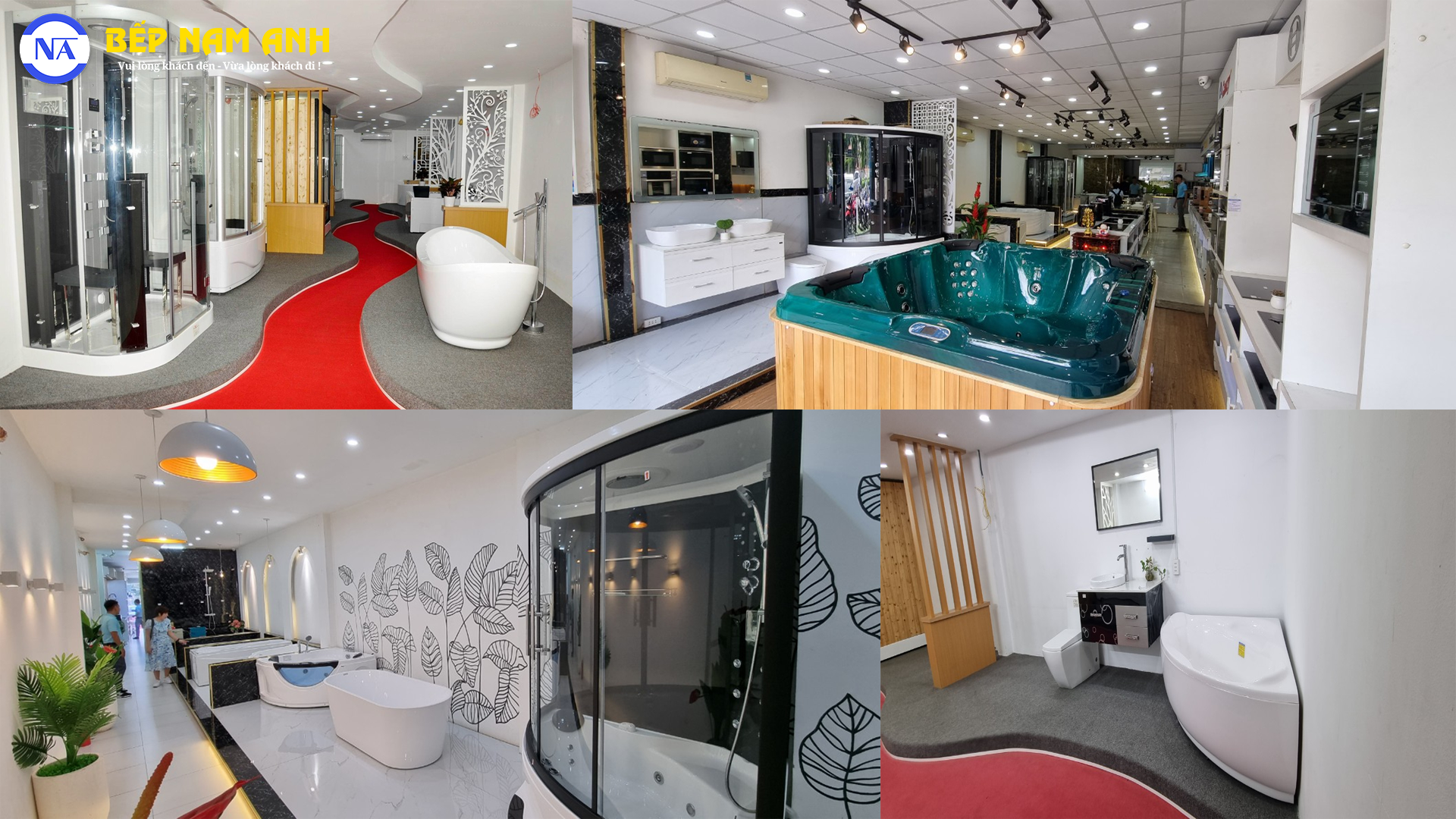 Showroom trưng bày đa dạng các sản phẩm bồn tắm, phòng xông hơi, máy xông hơi