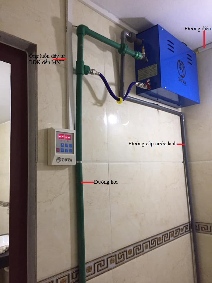 Hình ảnh thực tế lắp đặt máy xông hơi ướt tại nhà khách