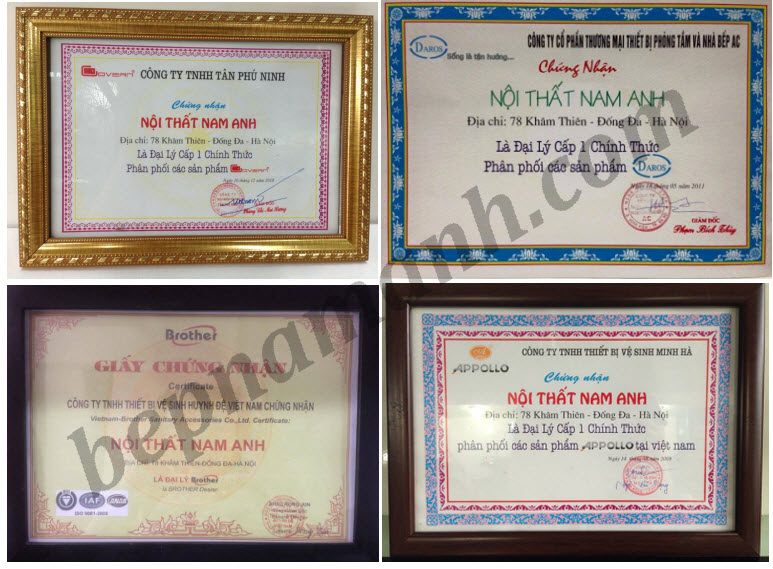 Chứng nhận đại lý cấp 1 bồn tắm 