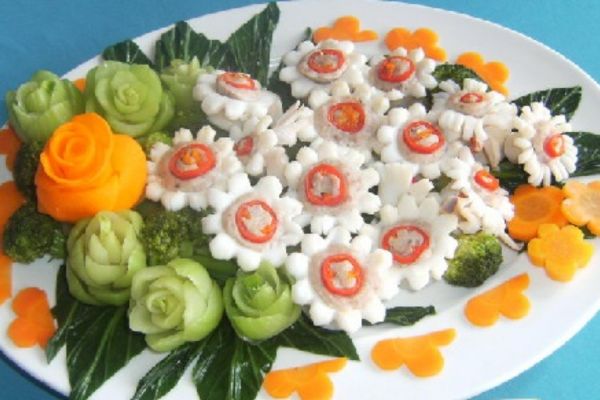 Mực hoa cúc hấp