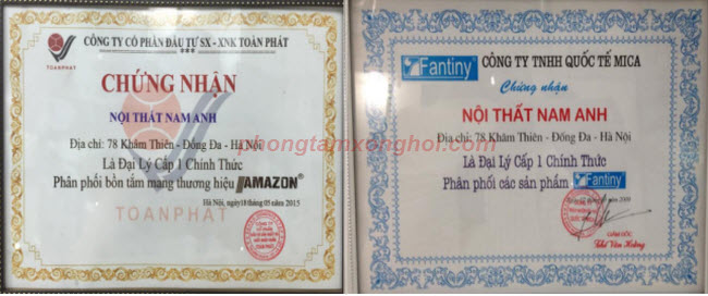 Giấy chứng nhận đại lý cấp 1 của các hãng cấp cho Bếp Nam Anh