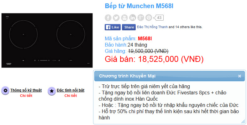 địa chỉ bán bếp từ munchen M568I uy tín