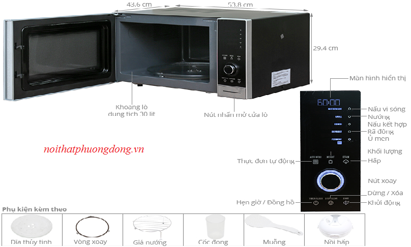 kích thước lò vi sóng